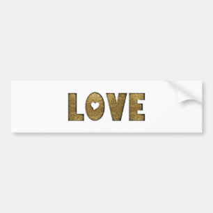 Love Gold Text Word Elegant Golden Decorative Bumper Sticker