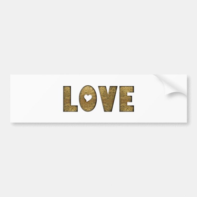 Love Gold Text Word Elegant Golden Decorative Bumper Sticker (Front)