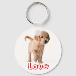 Love Golden Retriever Puppy Dog Keychain