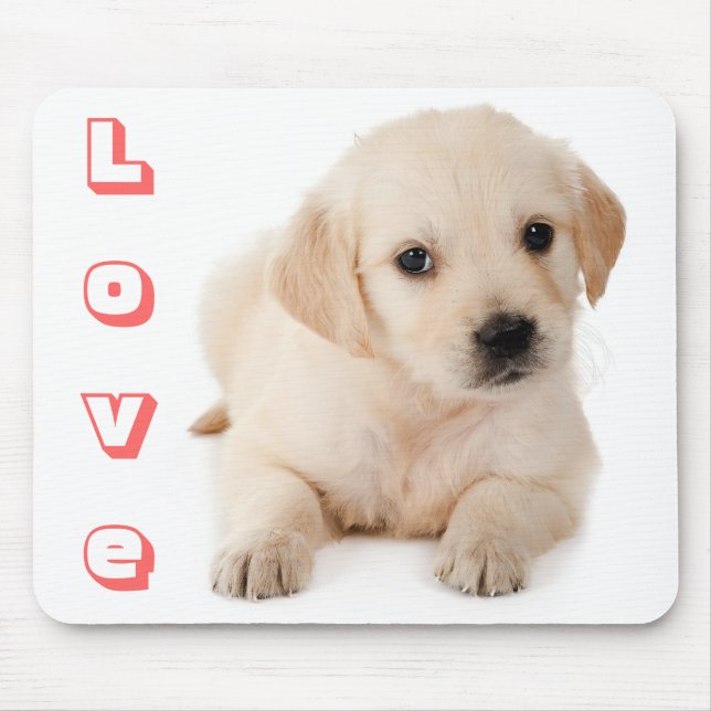 Love Golden Retriever Puppy Dog Mousepad (Front)
