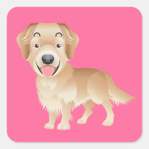 Love Golden Retriever Puppy Dog Pink Stickers