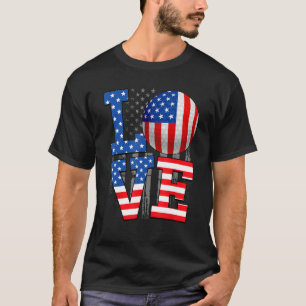 Love Golf Ball American Flag USA Indepedence Day M T-Shirt