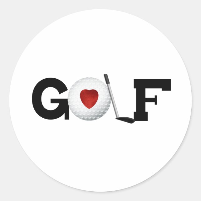 Love Golf Classic Round Sticker (Front)