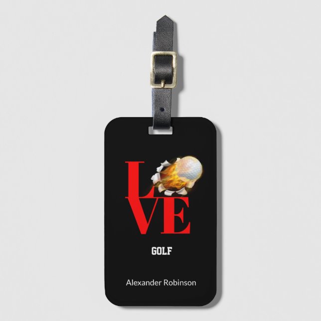 Love Golf Personalized Sports  Luggage Tag (Front Vertical)