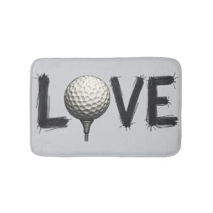 Love Golf Typography Art For Bathroom Decor Bath Mat