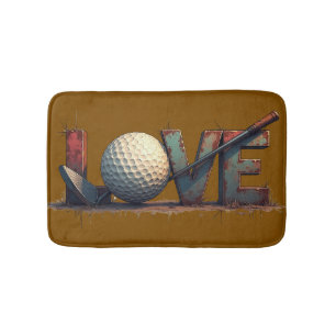 Love Golf Typography Art For Bathroom Decor Bath Mat
