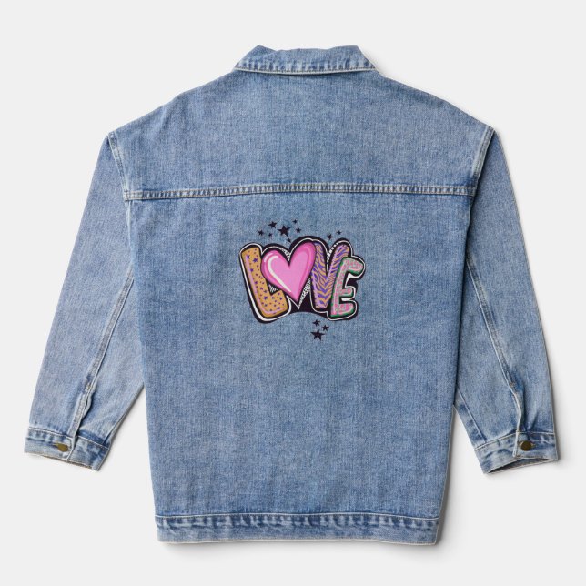 Love Graffiti Art Denim Jacket (Back)