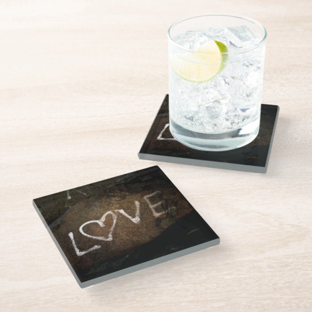 Love Graffiti  Glass Coaster (Angled)