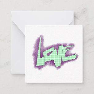 love graffiti purple green mint typography dots card