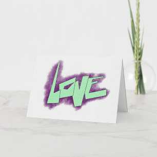 love graffiti purple green mint typography dots  foil holiday card