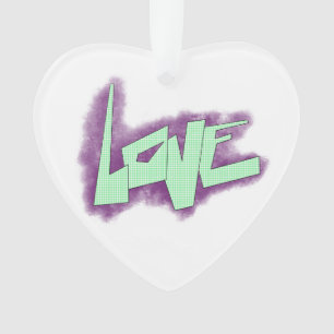 love graffiti purple green mint typography dots ornament
