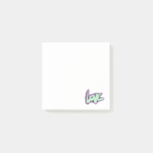 love graffiti purple green mint typography dots  post-it notes
