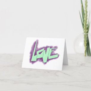 love graffiti purple green mint typography dots  thank you card