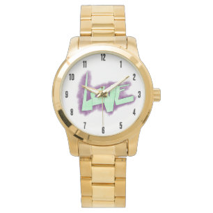 love graffiti purple green mint typography dots  watch