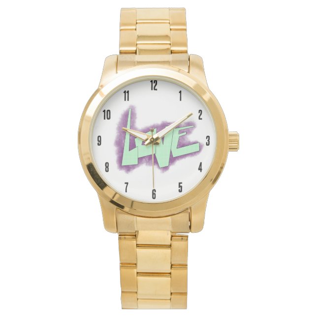 love graffiti purple green mint typography dots  watch (Front)