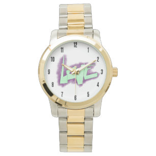 love graffiti purple green mint typography dots  watch