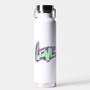 love graffiti purple green mint typography dots  water bottle