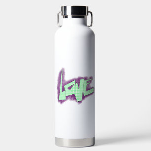 love graffiti purple green mint typography dots water bottle