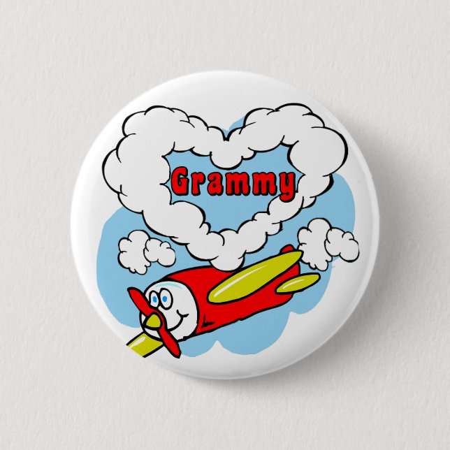 Love Grammy Kids Airplane 2 Inch Round Button (Front)
