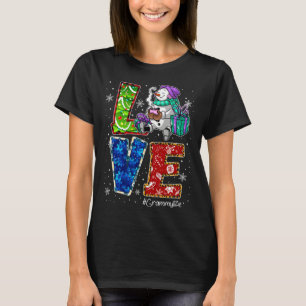 Love Grammy Life Snowman Leopard Thanksgiving gram T-Shirt