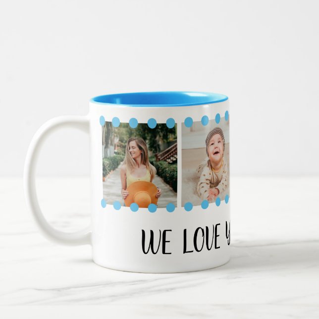 Love Grand-mère Sweet Blue 4 Photo Collage Mug (Gauche)