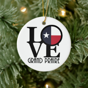 LOVE Grand Prairie Texas Ceramic Ornament