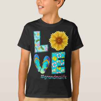 LOVE Grandma Life Flip Flops Hippie Sunflower T-Shirt