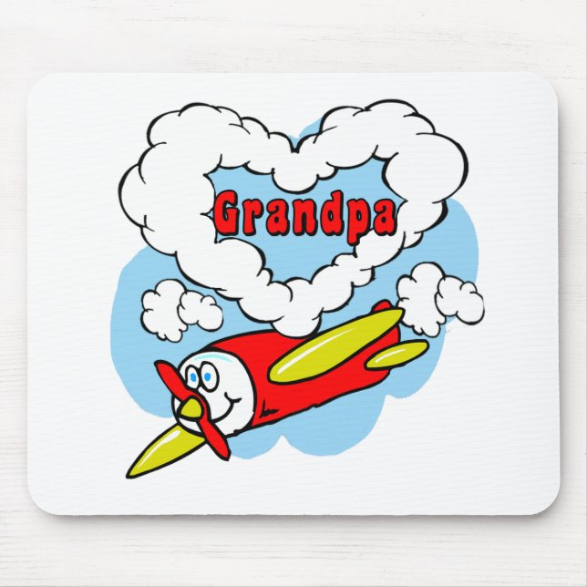 Love Grandpa Kids Airplane Mouse Pad (Front)