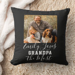 LOVE GRANDPA THE MOST Custom Father's Day Throw Pillow<br><div class="desc">LOVE GRANDPA THE MOST Custom Photo Father's Day Throw Pillow. Give 'Wow' surprise to your Dad or Grandpa! Celebrate 'Happy Father's Day' with this lovely gift, perfect for your awesome Dad or Grandpa that will bring a big smile to their face. Photo and the texts are pre-arranged for you to...</div>