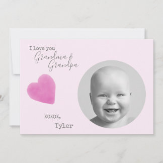 Love Grandparents Photo Pink Heart Valentines Holiday Card