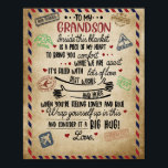 Love Grandson | Letter To My Grandson From Grandma Poster<br><div class="desc">Love Grandson | To My Grandson Best Wishes And Hugs For You</div>