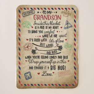Love Grandson   Letter To My Grandson From Grandma Sherpa Blanket