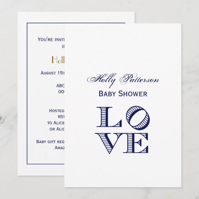 LOVE Graphic Text - Blue Invitation (Front/Back)