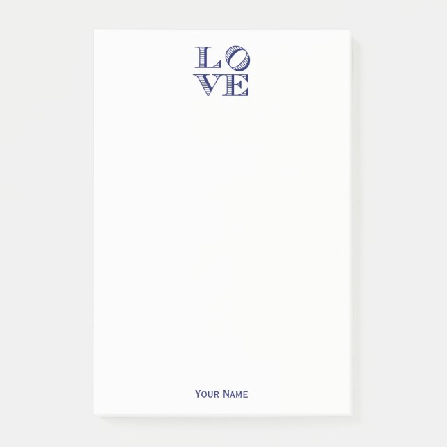LOVE Graphic Text - Blue Post-it Notes (Front)