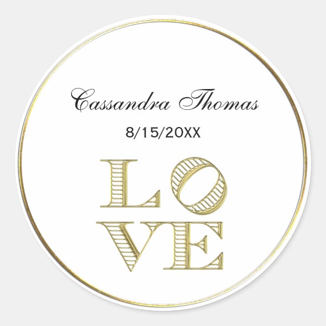LOVE Graphic Text - Faux Gold Classic Round Sticker (Front)