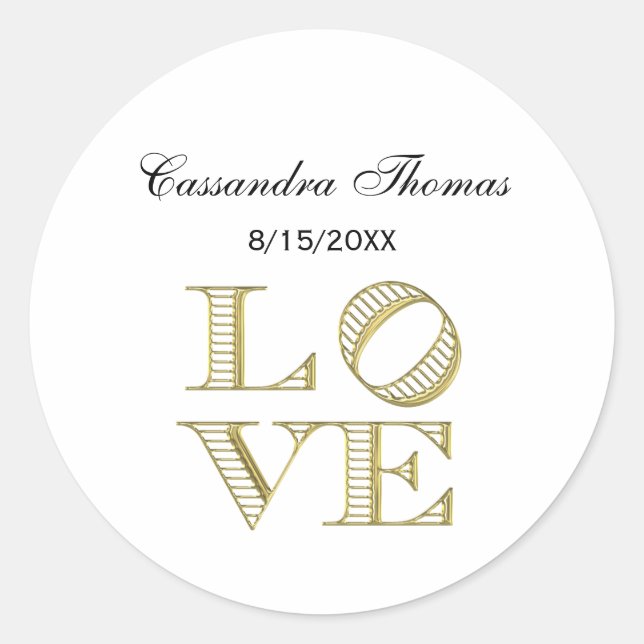 LOVE Graphic Text - Faux Gold Classic Round Sticker (Front)