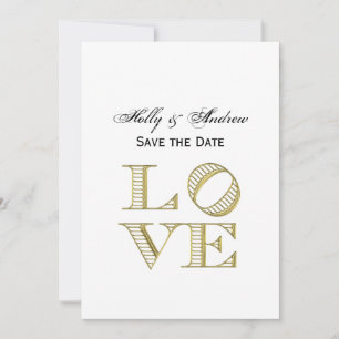 LOVE Graphic Text - Faux Gold Invitation
