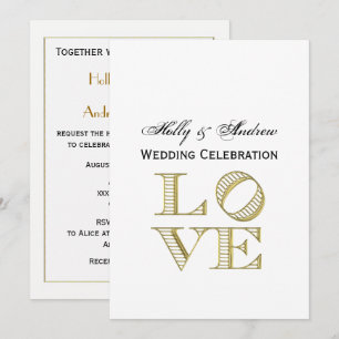 LOVE Graphic Text - Faux Gold Invitation