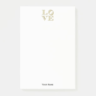LOVE Graphic Text - Faux Gold Post-it Notes