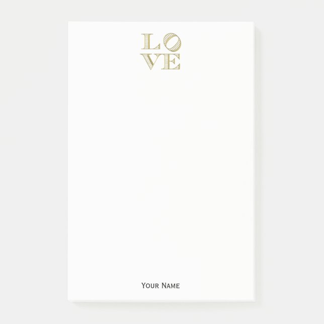 LOVE Graphic Text - Faux Gold Post-it Notes (Front)
