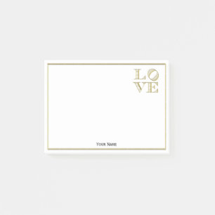 LOVE Graphic Text - Faux Gold Post-it Notes