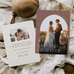 Love & Gratitude Arch Photo Wedding Thank You Card