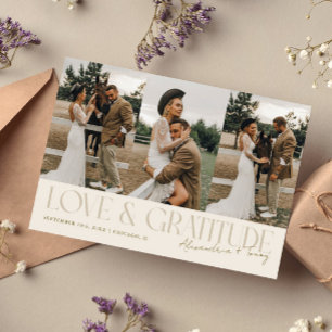 Love & Gratitude Cream Wedding Multi Photo Thank You Card