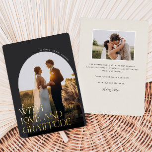 Love & Gratitude Gold Foil Mariage Carte de remerc