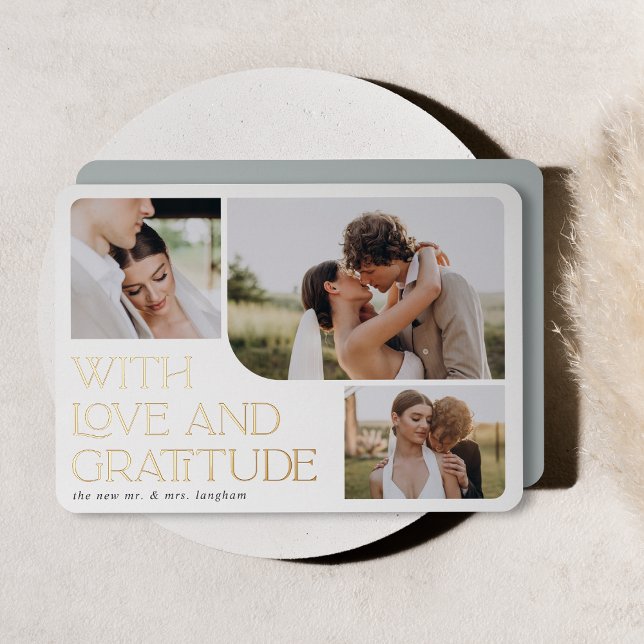 Love & Gratitude Gold Foil Mariage Carte de remerc (Créateur téléchargé)