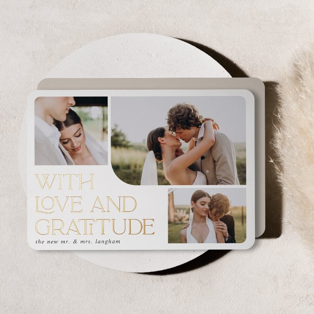 Love & Gratitude Gold Foil Mariage Carte de remerc (Créateur téléchargé)