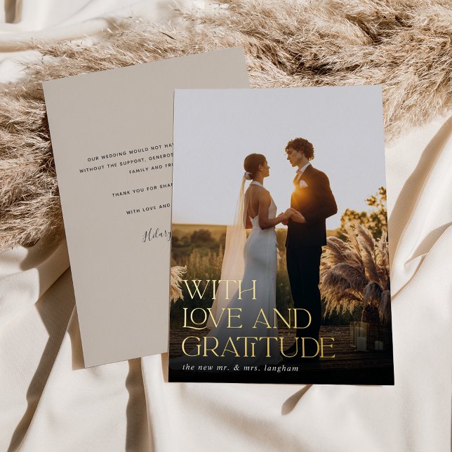 Love & Gratitude Gold Foil Mariage Carte de remerc (Créateur téléchargé)
