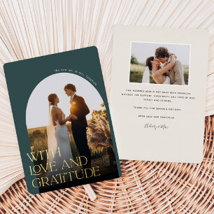 Love & Gratitude Gold Foil Mariage Carte de remerc