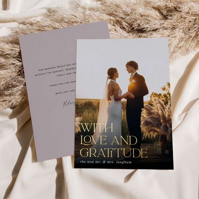 Love & Gratitude Gold Foil Mariage Carte de remerc (Créateur téléchargé)