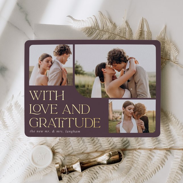Love & Gratitude Gold Foil Mariage Carte de remerc (Créateur téléchargé)